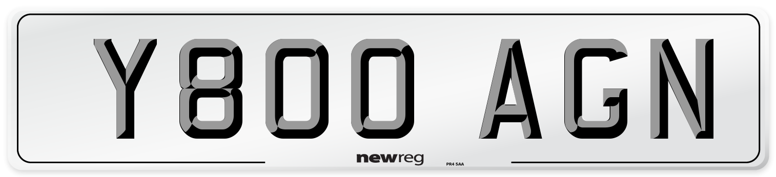 Y800 AGN Number Plate from New Reg